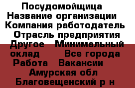 Посудомойщица › Название организации ­ Компания-работодатель › Отрасль предприятия ­ Другое › Минимальный оклад ­ 1 - Все города Работа » Вакансии   . Амурская обл.,Благовещенский р-н